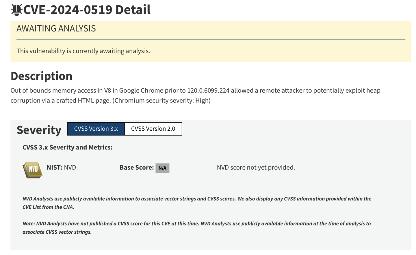 谷歌 Chrome 浏览器获推 120.0.6099.224/225/234 更新，修复 CVE-2024-0519 等 3 项严重漏洞